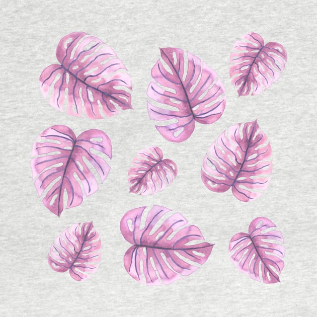 Pink monstera leaves by cesartorresart